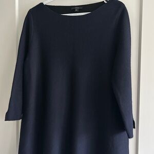 COS Navy Blue Boatneck Wool Sweater